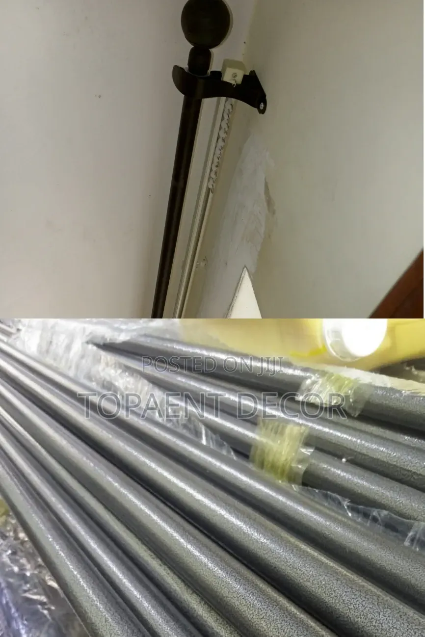 Silver Grey and Black Durable and Heavy Coated Window Curtain Rods
