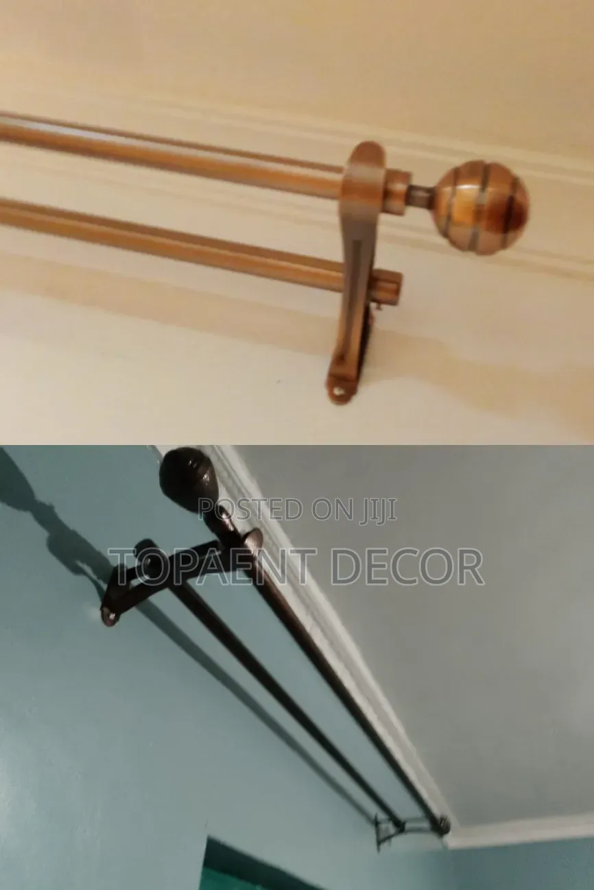 Smooth and Rough Powder Coated Bronze Curtain Rods