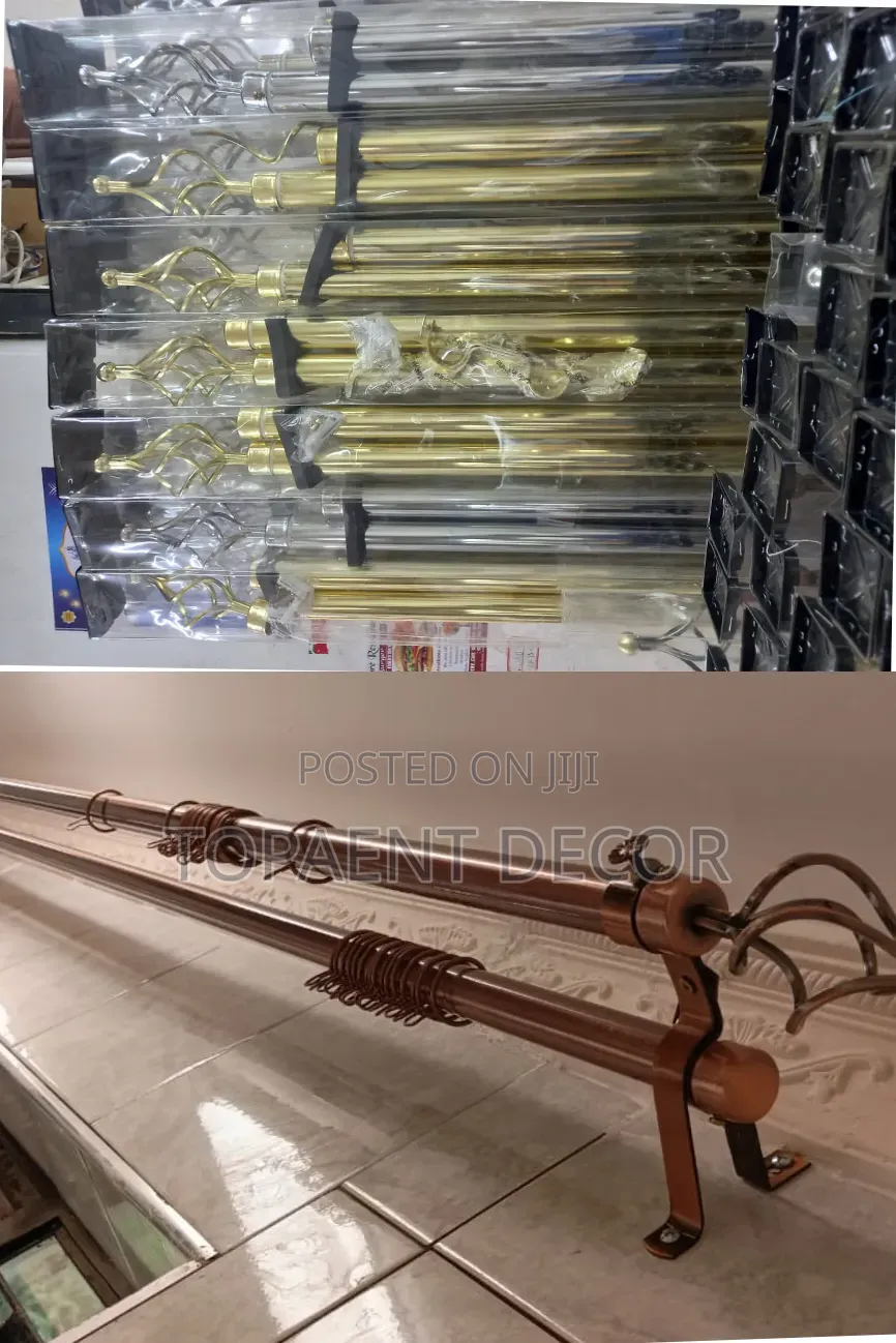 Gold and Brown Adjustable 2m Double Window Curtains