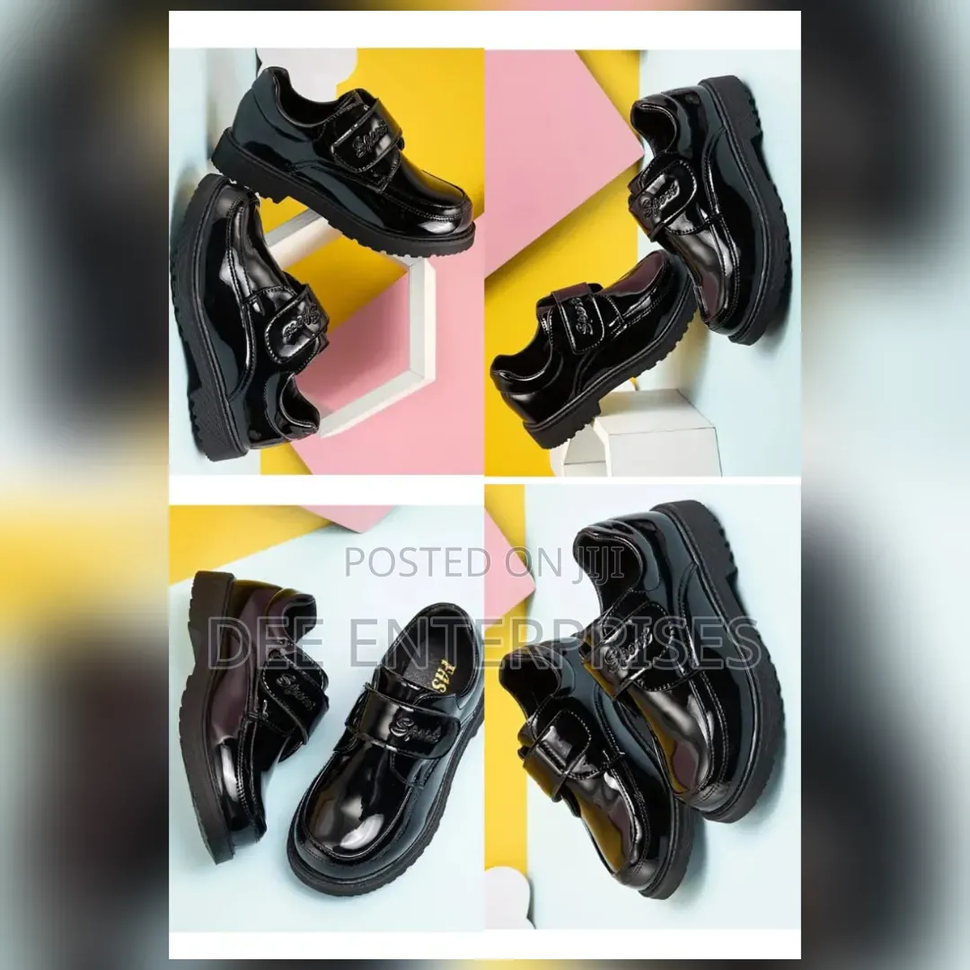 Trendy Unisex Black Oxford Leather School Shoes