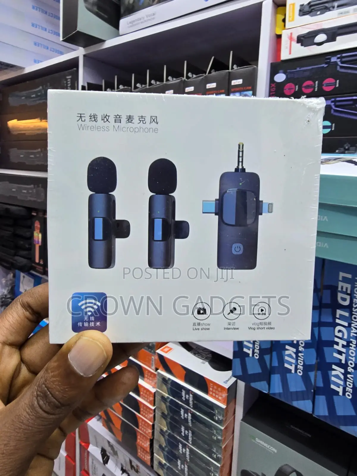 Dual Wireless Microphone Kit Usb-C Lightning 3.5mm Mic