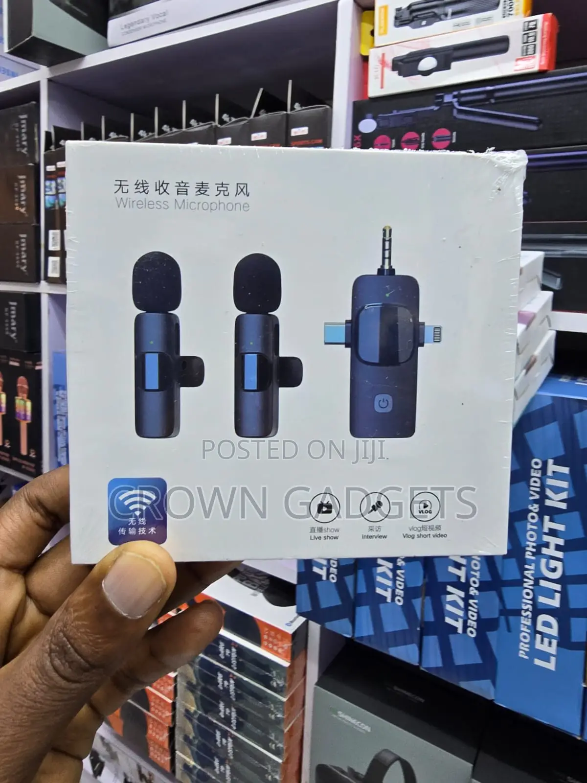 Dual Wireless Microphone Kit Usb-C Lightning 3.5mm Mic