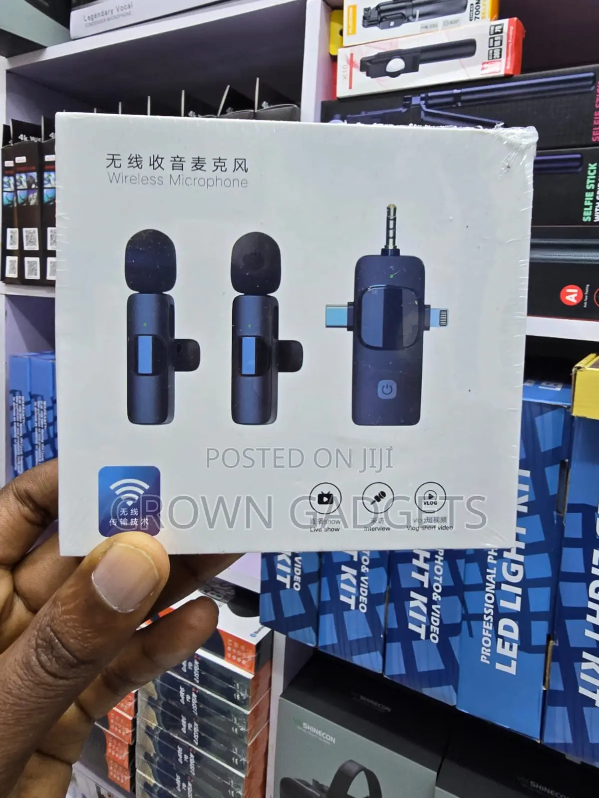 Dual Wireless Microphone Kit Usb-C Lightning 3.5mm Mic