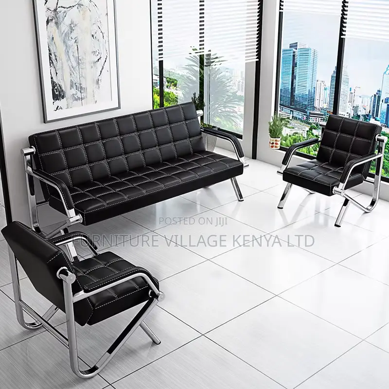 Leather 5-Seater Lobby Sofa Set