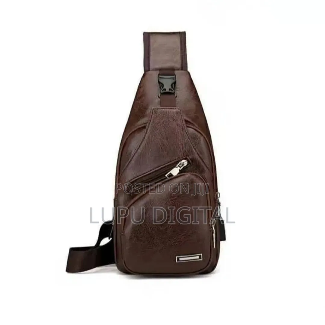 Fashion Men Chest Bag Pu Leather Usb Charging