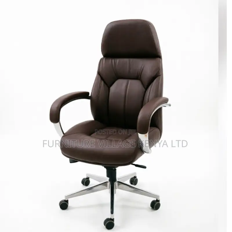 Brown Leather Swivel Executive Seat.