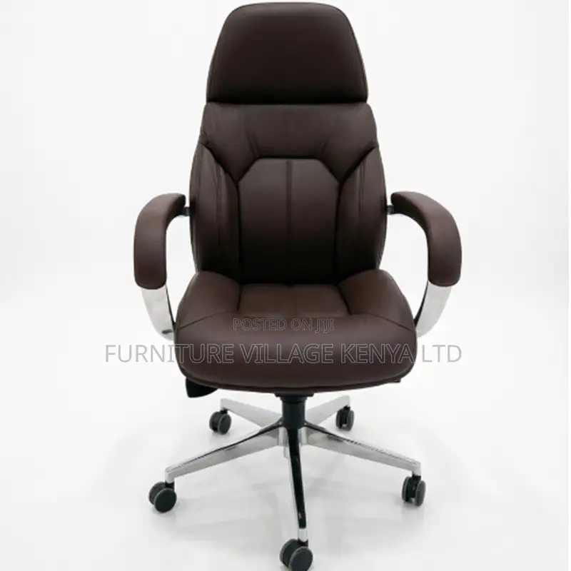 Brown Leather Swivel Executive Seat.