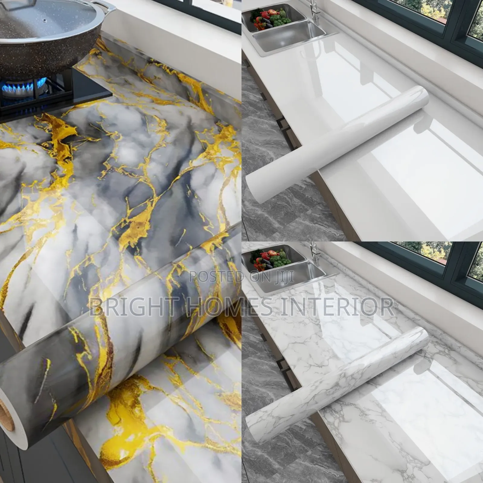 Water Proof Peel and Stick Marble Kitchen Cabinets Contact Paper