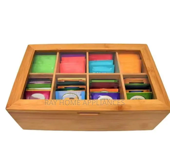 8 Slots Bamboo Wooden Teabag Organiser