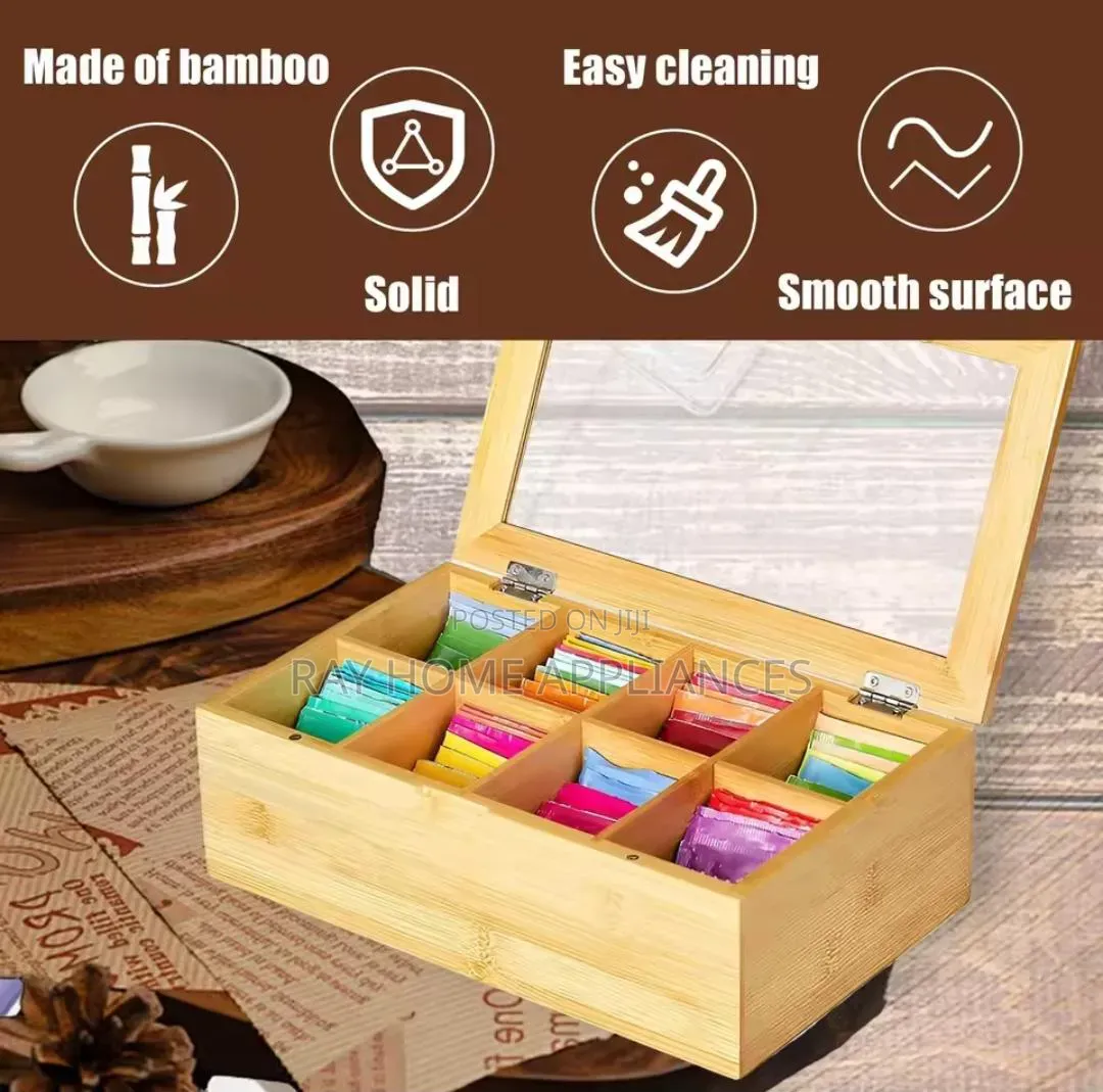 8 Slots Bamboo Wooden Teabag Organiser
