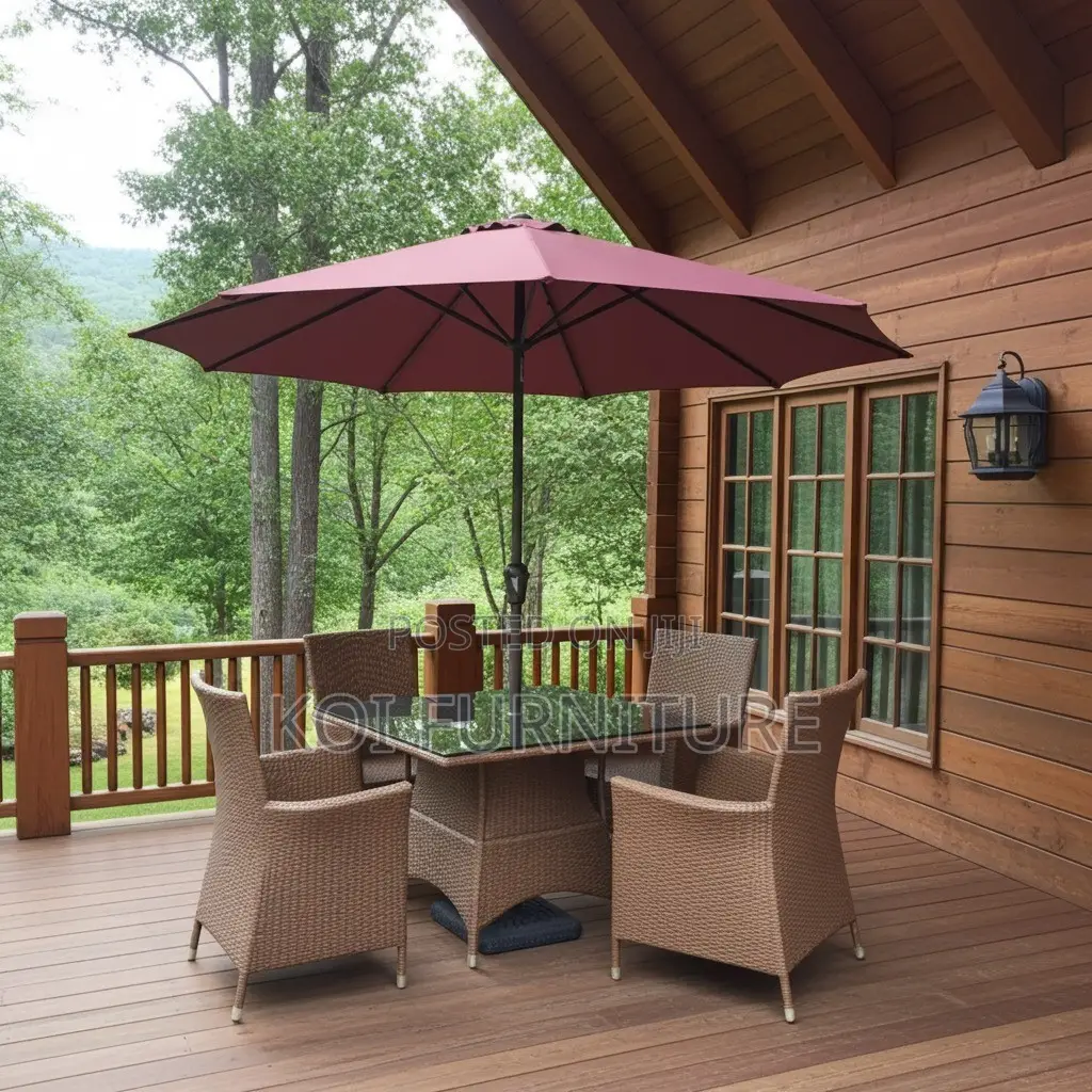 Outdoor Set : 4 Seater Outdoor Dining Set With Umbrella