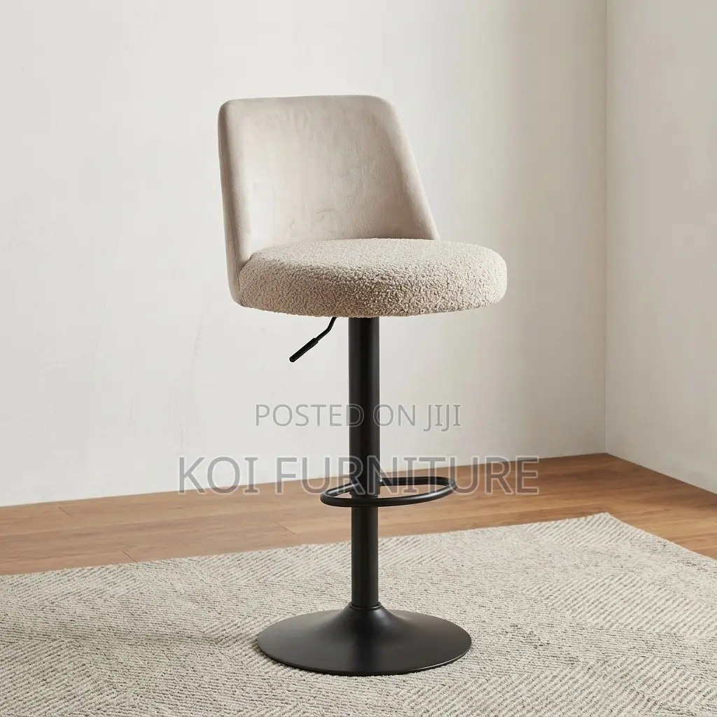 Barstool : Bouclair Adjustable Fabric and Metal Barstool