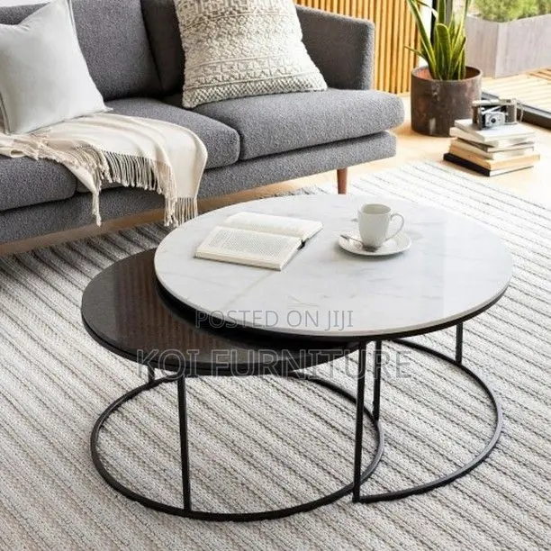 Coffee Table; Marble Round Home Office Coffee Table
