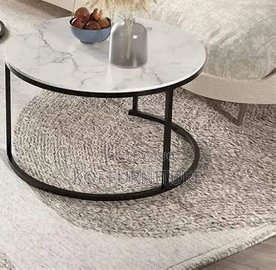 Coffee Table; Marble Round Home Office Coffee Table