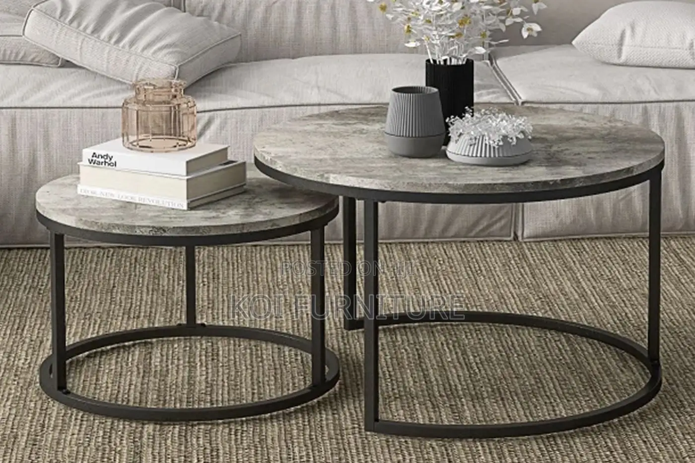 Coffee Table; Marble Round Home Office Coffee Table