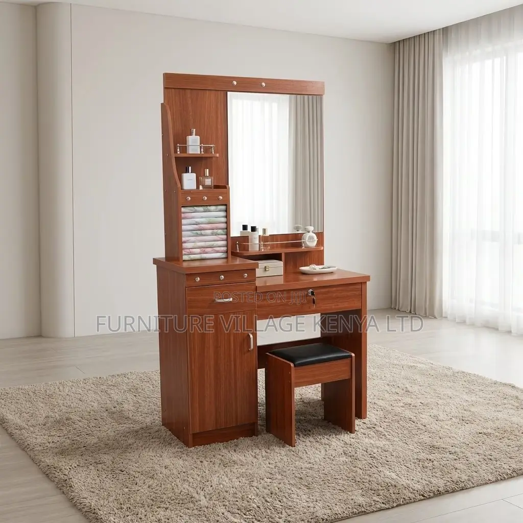 Wooden Brown Dressing Table With Mirror