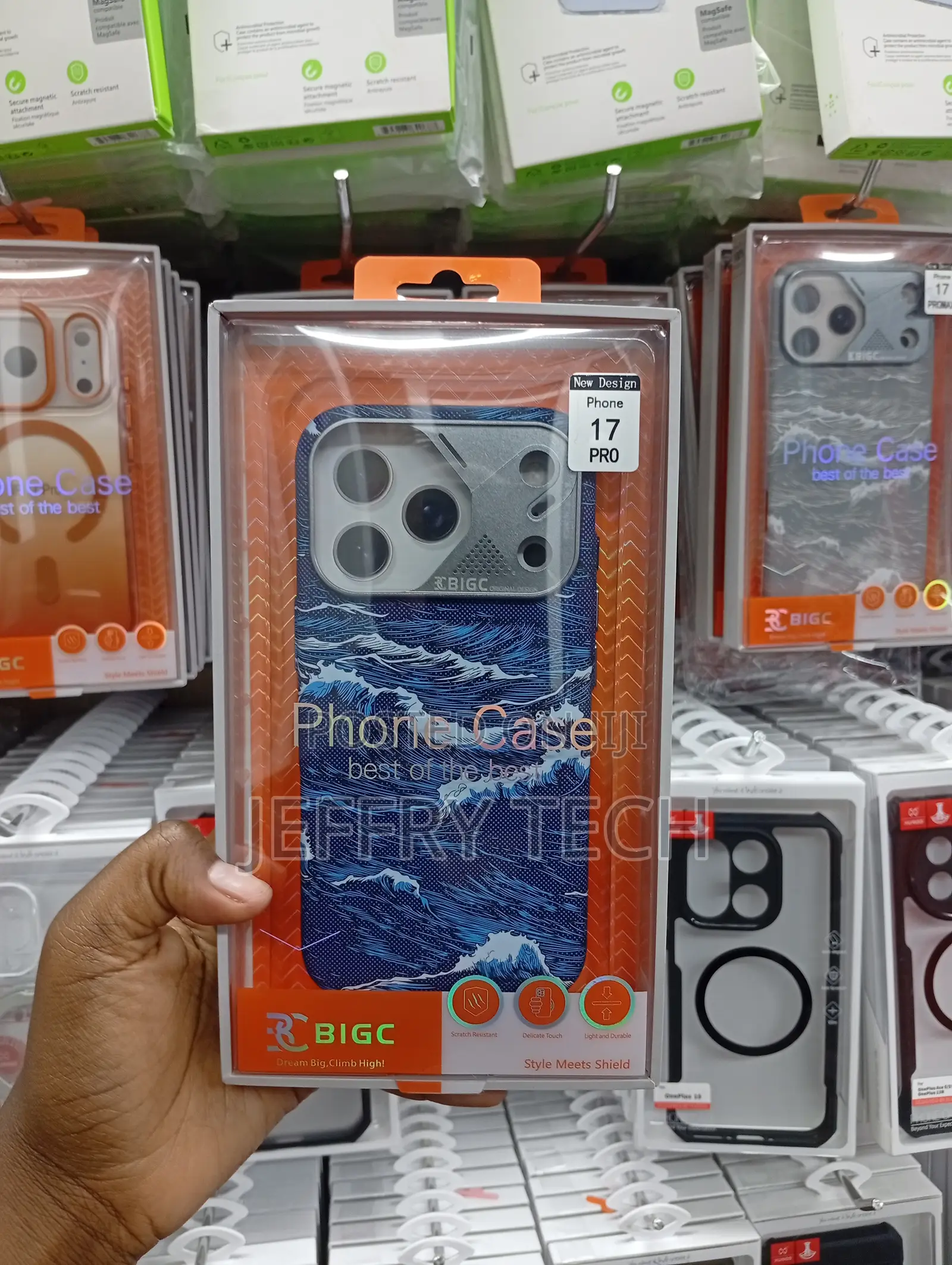 iPhone 17 Pro Aesthetic Japanese-Style Blue Ocean Wave Graphic Case