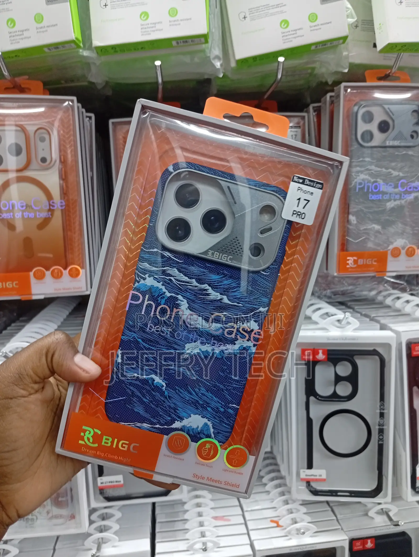 iPhone 17 Pro Aesthetic Japanese-Style Blue Ocean Wave Graphic Case