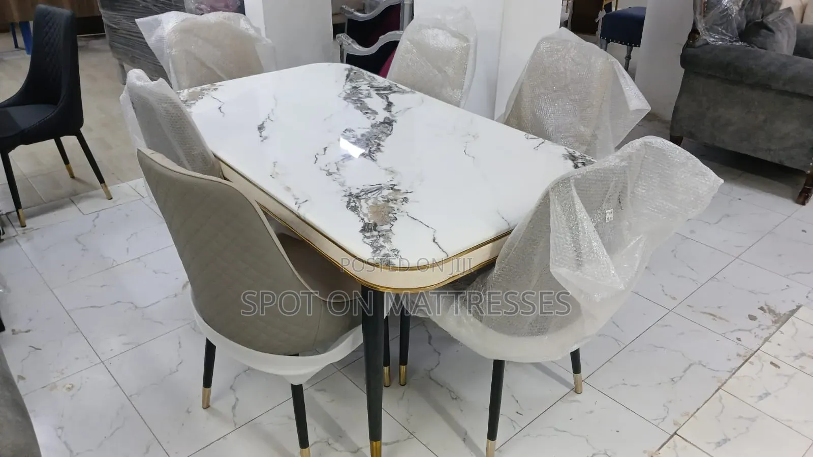 Grandiose! 6-Seater Marble Top Dining Set With Leather Seats.