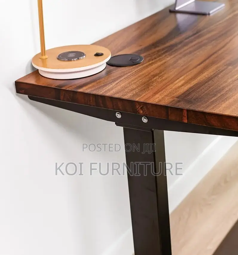Office Desk; 1200mm Electric Standing Wood Edge Desk