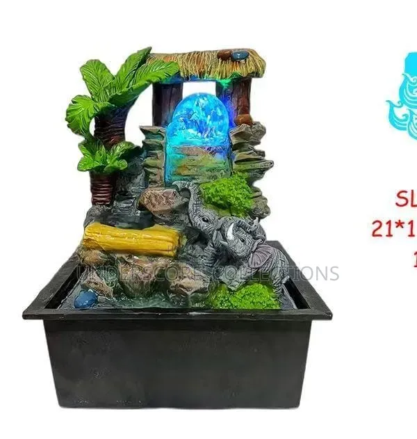 *Elephant Mother and Child Rockery Resin Tabletop Fountain