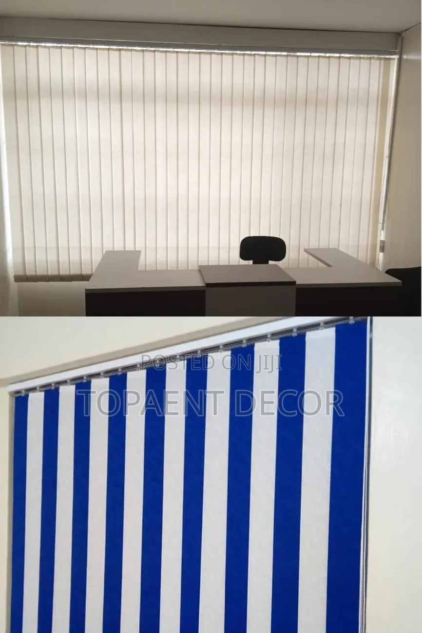 Blue and White , Beige Vertical Office Window Blinds
