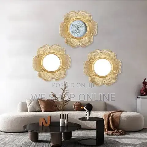 Wall Clock With 2 PCS Mirror