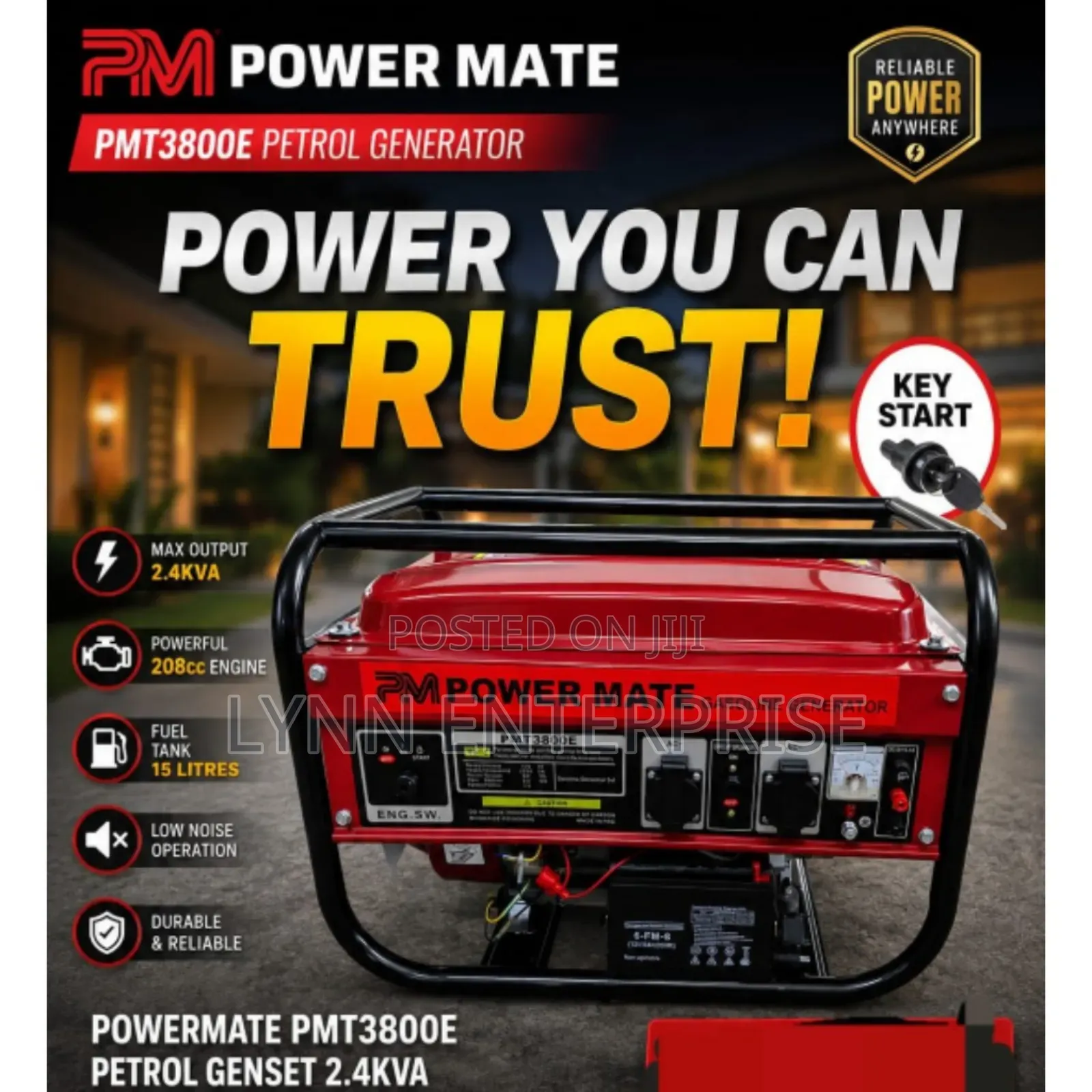 Power Mate Petrol Generator Pmt3800e Key Start