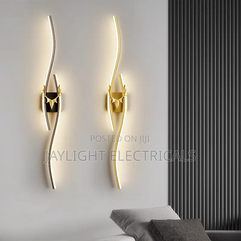 Golden Sparkle Curve Long Interior Bed Sofa Wall Decorative Light