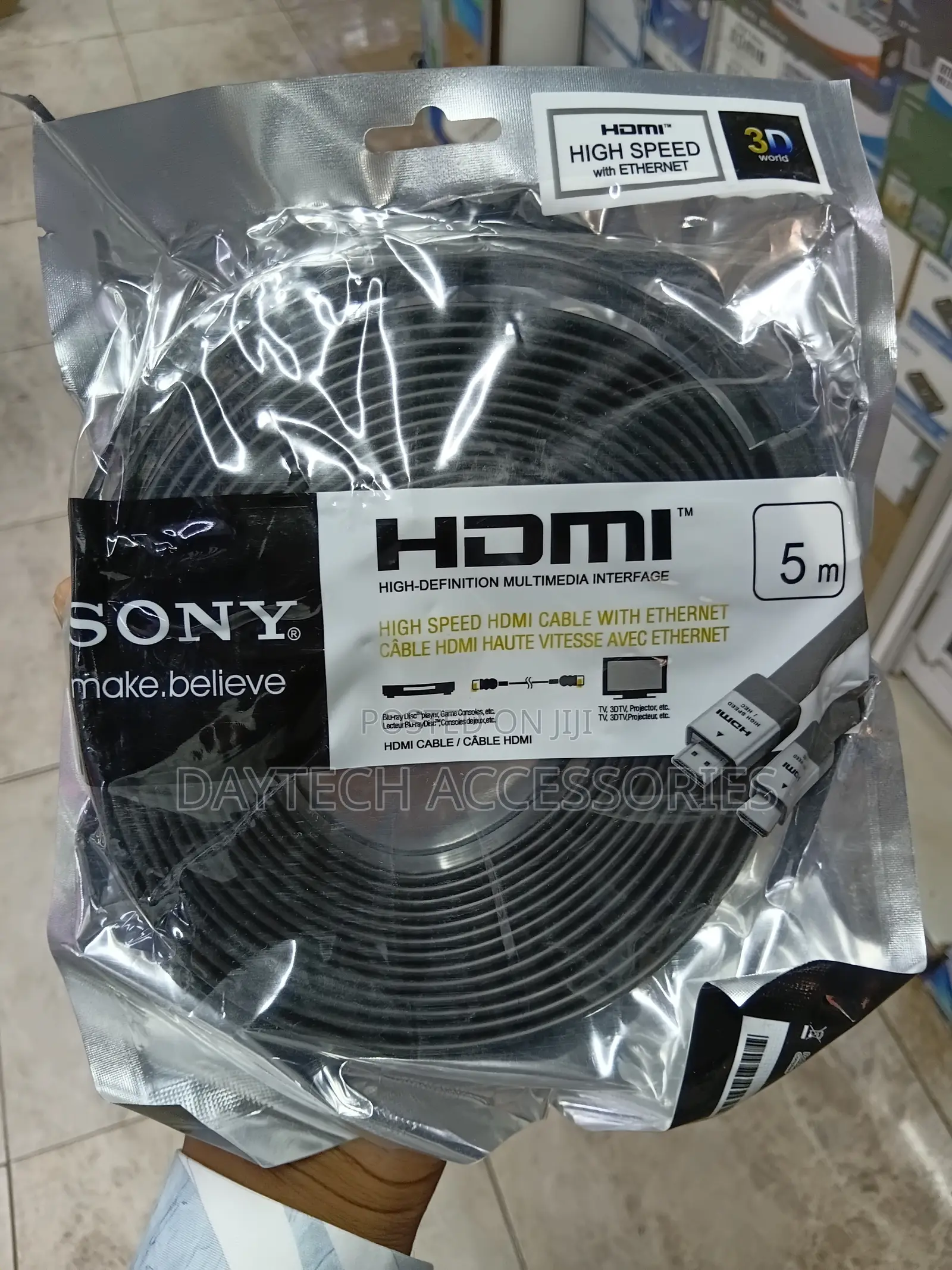 Sony 5m Flat High Speed Hdmi Cable – Full Hd 1080p - Black