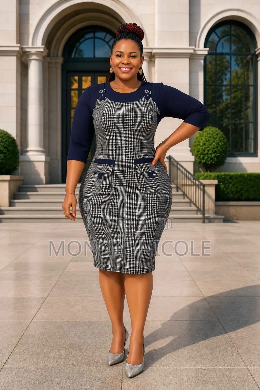 Formal Ladies Checked Dress