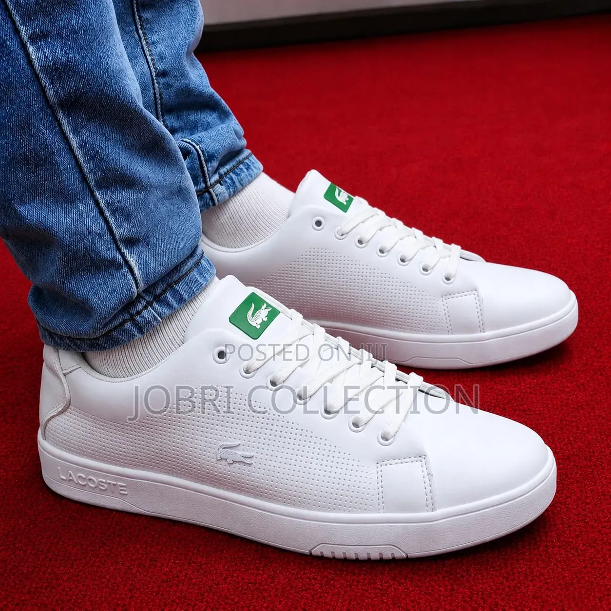All White Lacoste Leather Mens Casual Sneakers