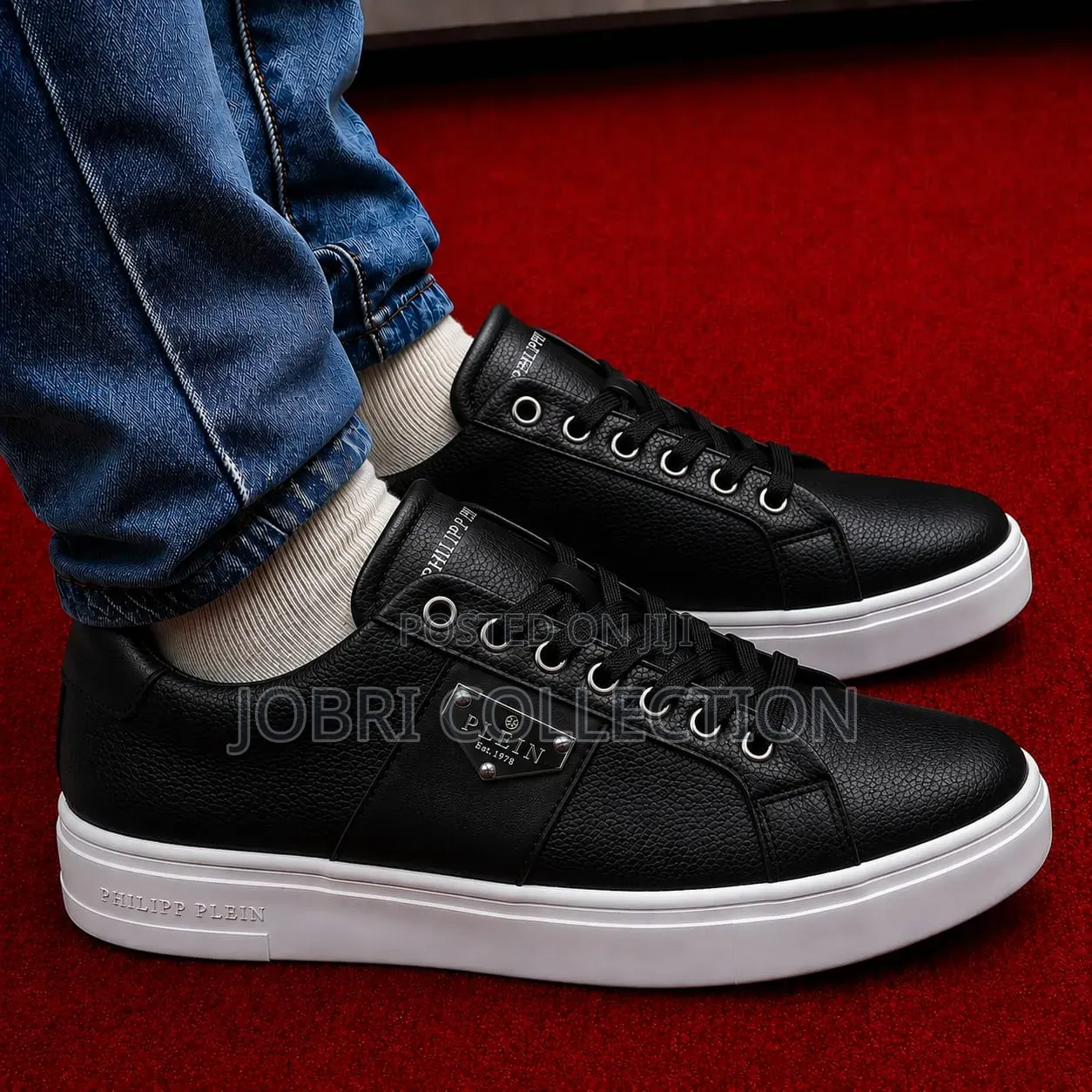 Black Philip Plein Leather Casual Sneakers