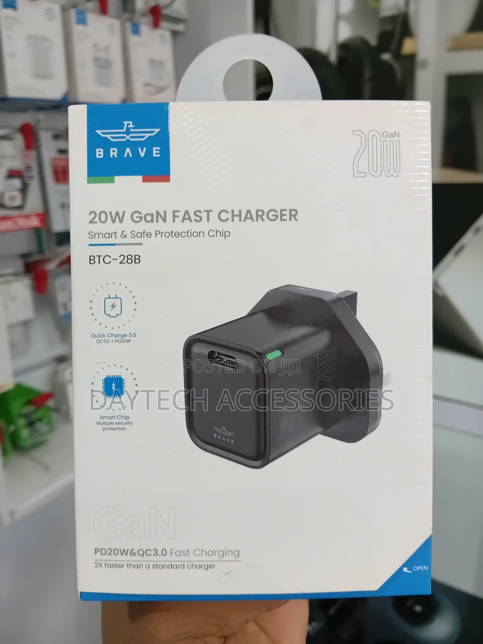 Brave BTC-28 20w Usb-C Uk Gan Wall Charger - Black