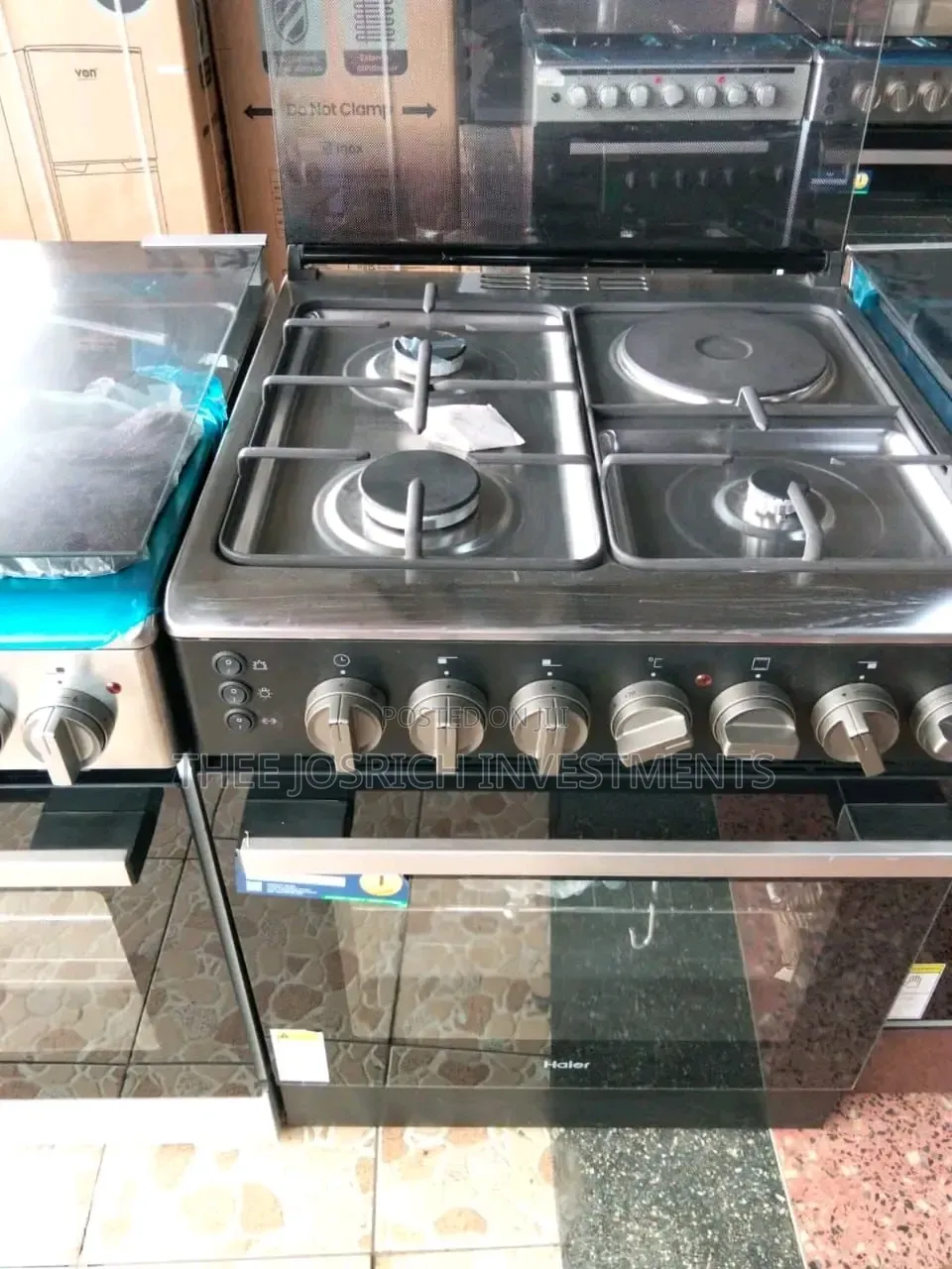 Black Haier 3+1 Standing Cooker With Electric Oven Size 60 by 60