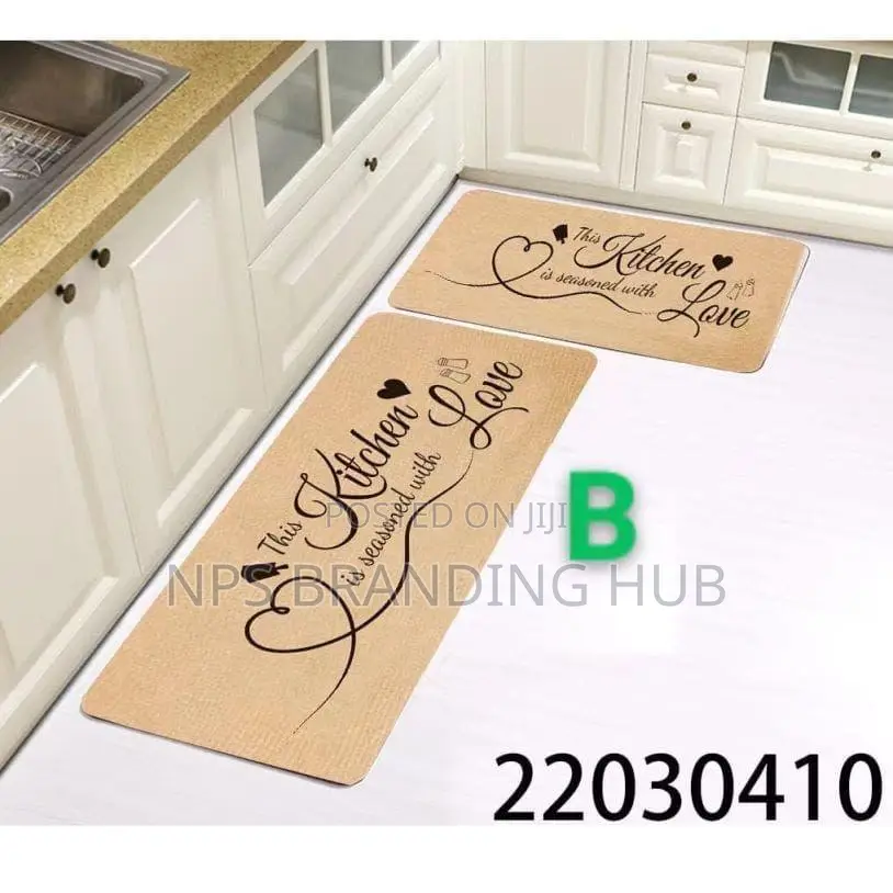 2 Pc Non-Slip Kitchen Mat With Rubber(120*45cm ,75*45 Cm)Stda
