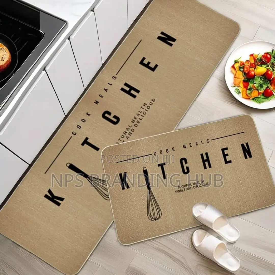 2 Pc Non-Slip Kitchen Mat With Rubber(120*45cm ,75*45 Cm)Stda