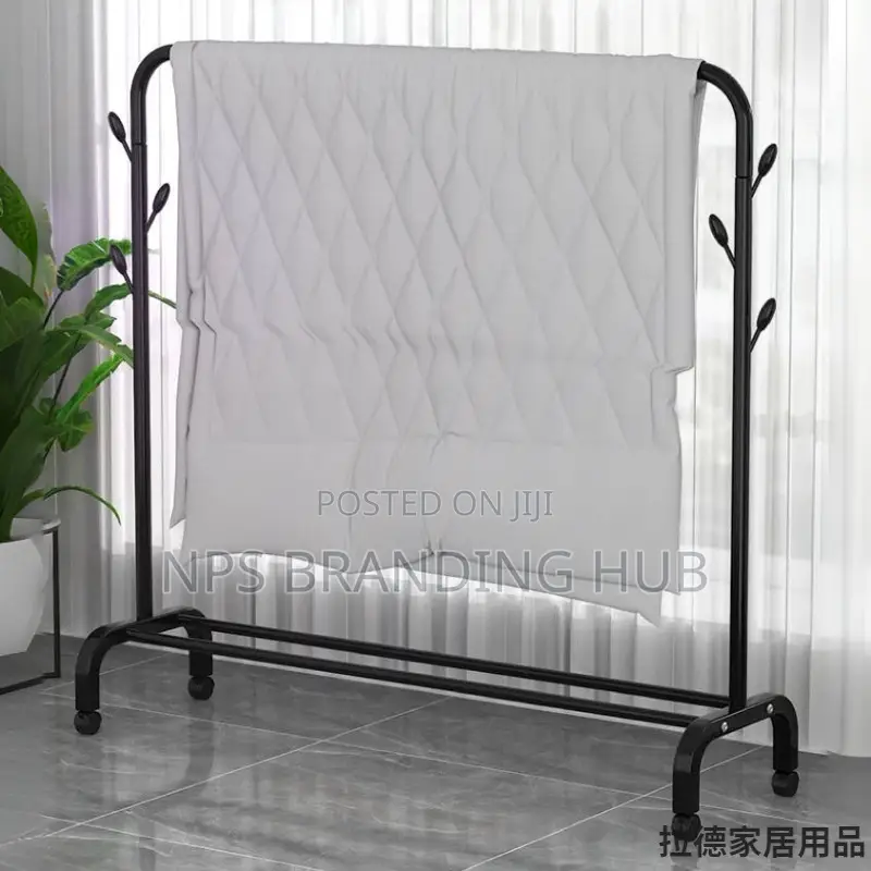 Single Pole Standing Iron Cloth Drying Rack With Under Shoe Rack (Stda