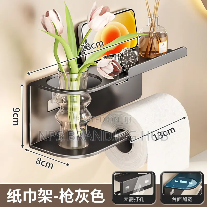 Bathroom Roll Paper Holder Toilet Paper Towel Holder Punch-Free (Stda