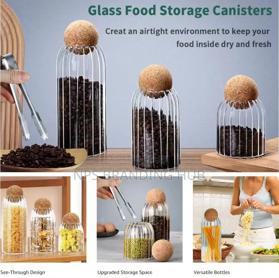 3pcs Glass Spice Jar With Bamboo Lid (Stda