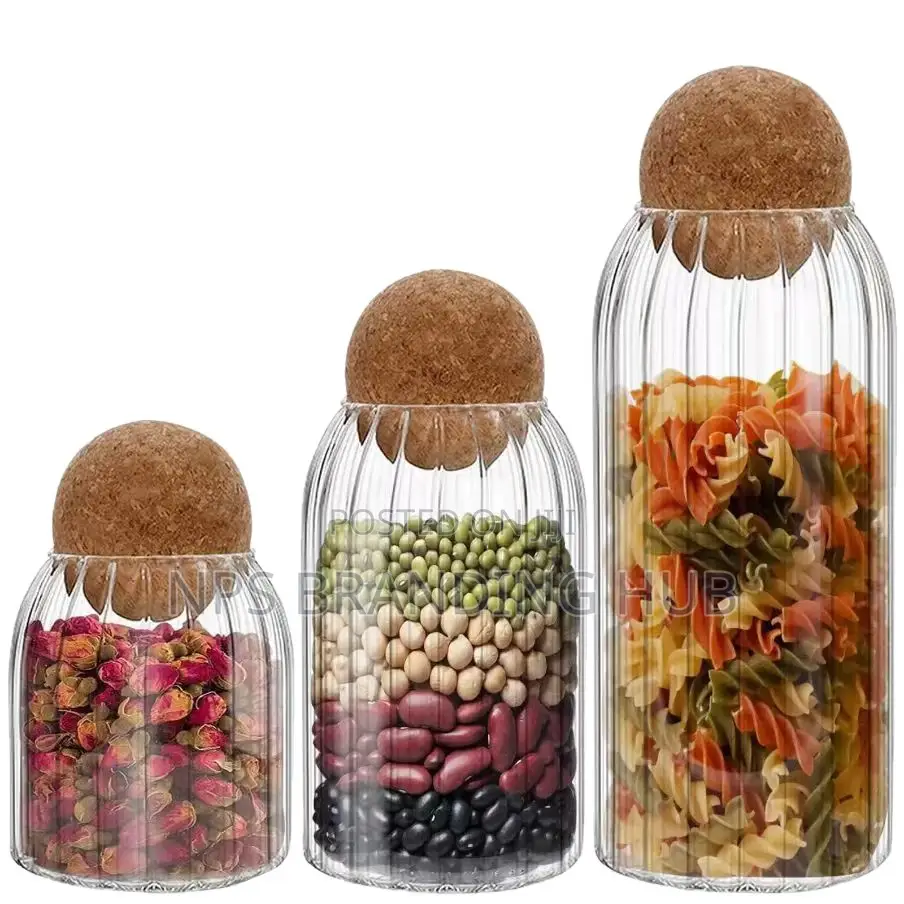 3pcs Glass Spice Jar With Bamboo Lid (Stda