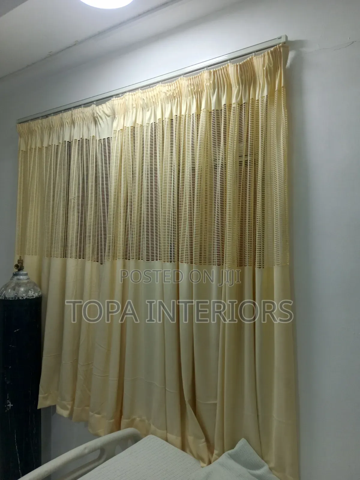 Cream Airy Drapery Hospital Curtains Installation