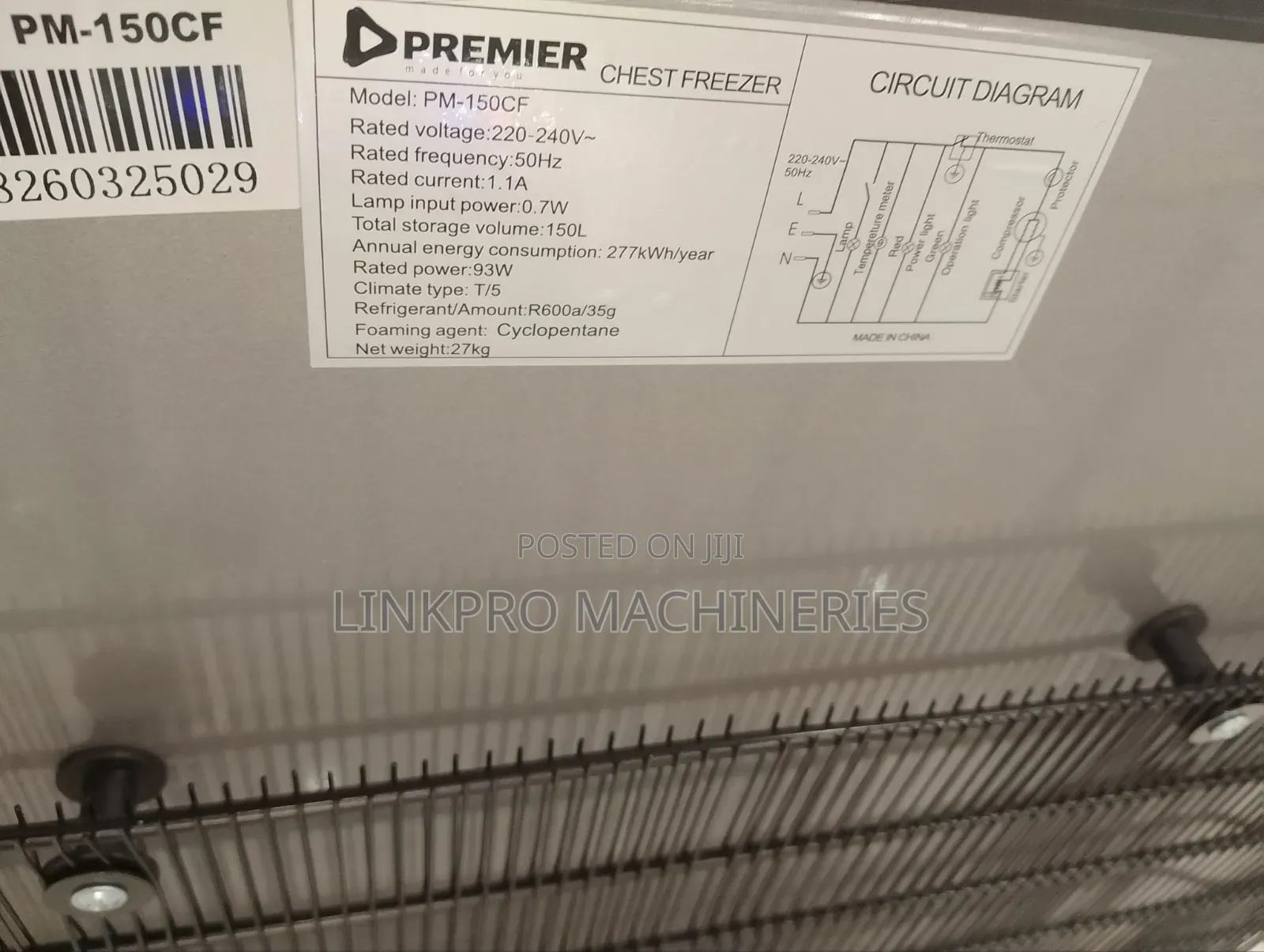 150 Litres Premier Single Door Deep Freezer