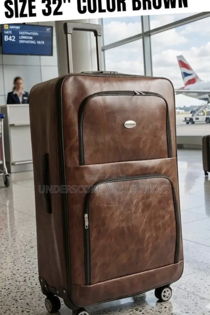 1 Pc Leather Suitcase* *4 Wheels* *Size 32 Inches (X- Large)*