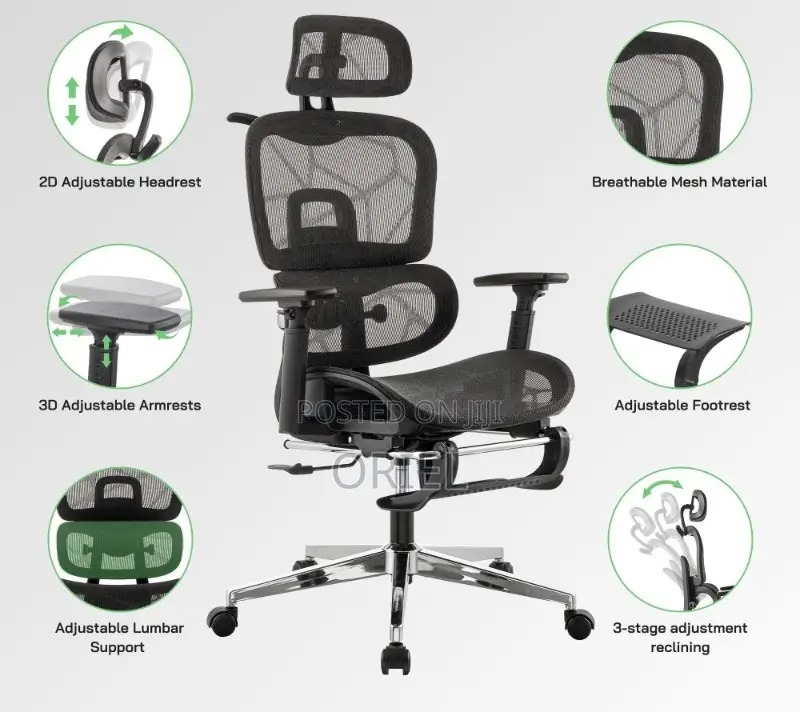 Office Chair : Black Orthopedic High-Back Mesh Chair