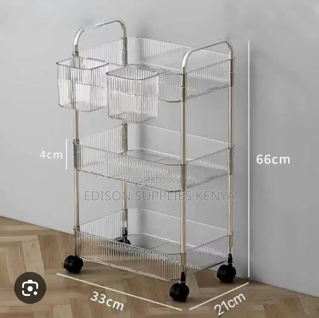 Bathroom Storage Trolley Shelf for Toiletries Towels With Wheels