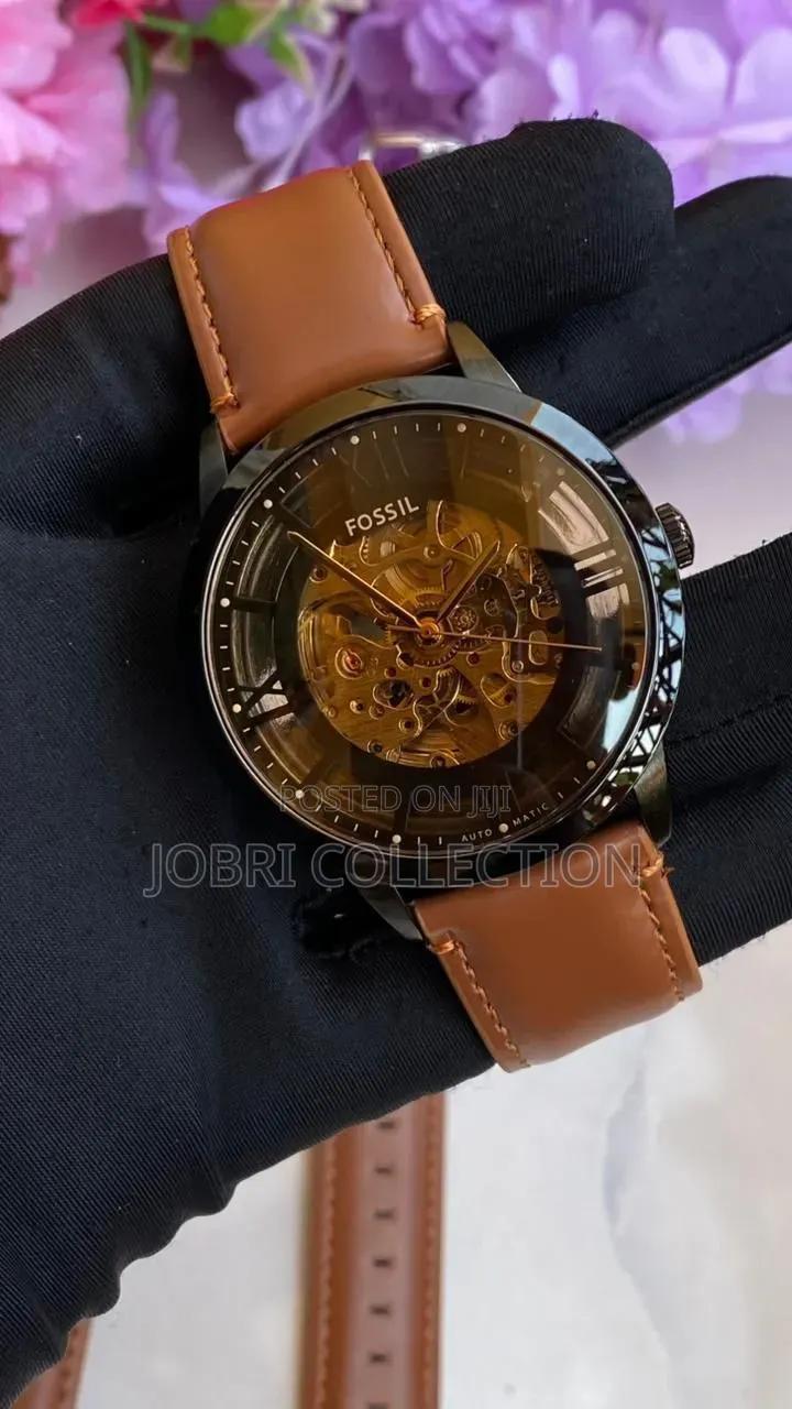 Automatic Fossil Skeleton Gents Leather Strap Watch