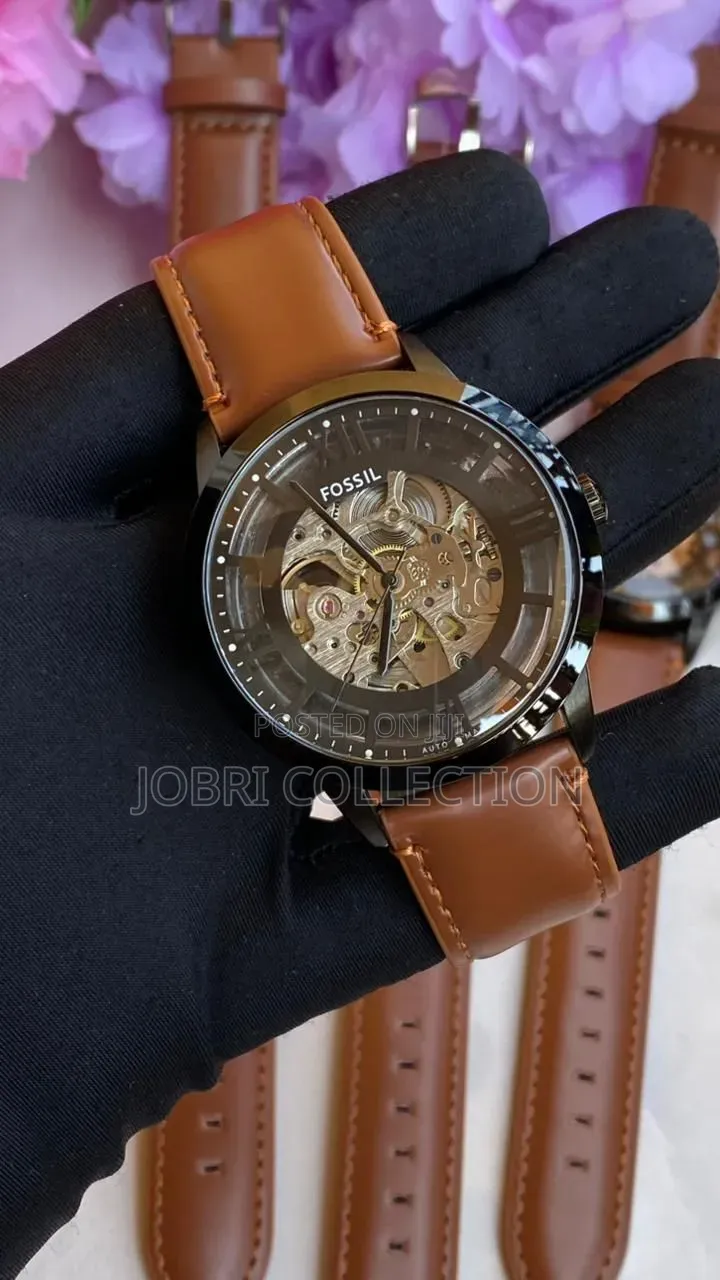 Automatic Fossil Skeleton Gents Leather Strap Watch