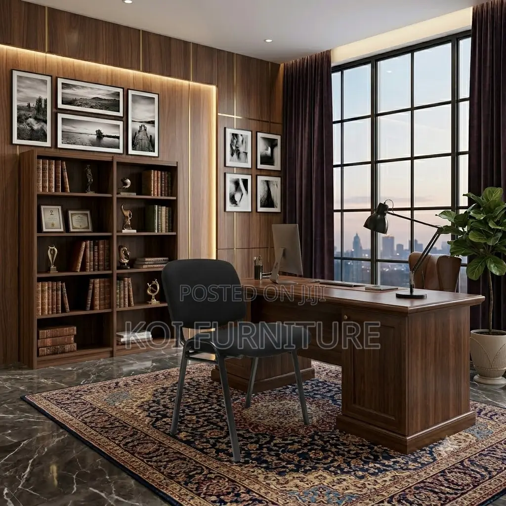 Office Chairs; Fabric Mid Back Office Visitors Black Chairs