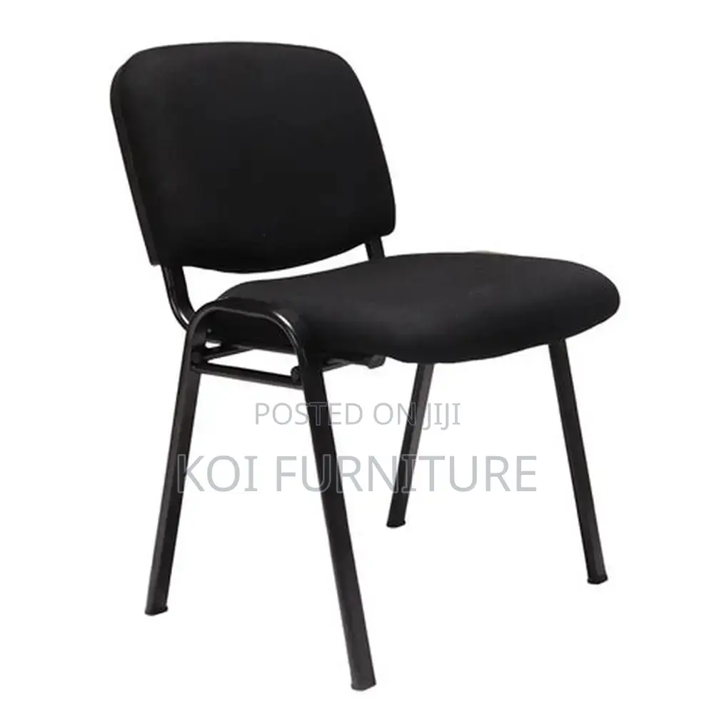 Office Chairs; Fabric Mid Back Office Visitors Black Chairs